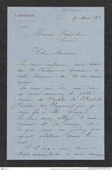 Nachlass Franz Steindachner, Quittung von Gabriel Adolphe Boucard an Franz Steindachner (03.08.1882), Inv.Nr. 47.10, Seite 1